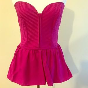 Parker Pink Strapless Bustier Peplum Top, Size M